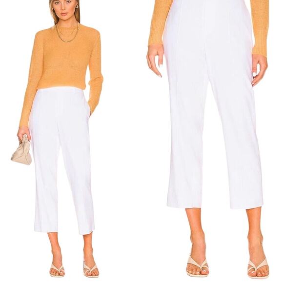 Vince High Waist Taper Crop Pant White Size XS Lined Relaxed Leg Elastic Waist - Picture 1 of 11